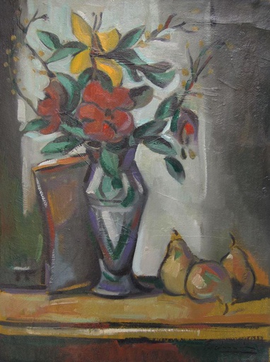 [10131] Still life with vase and pears