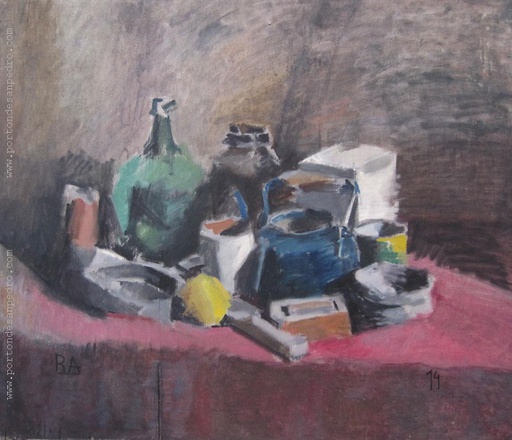 [12093] Still life with blue kettle