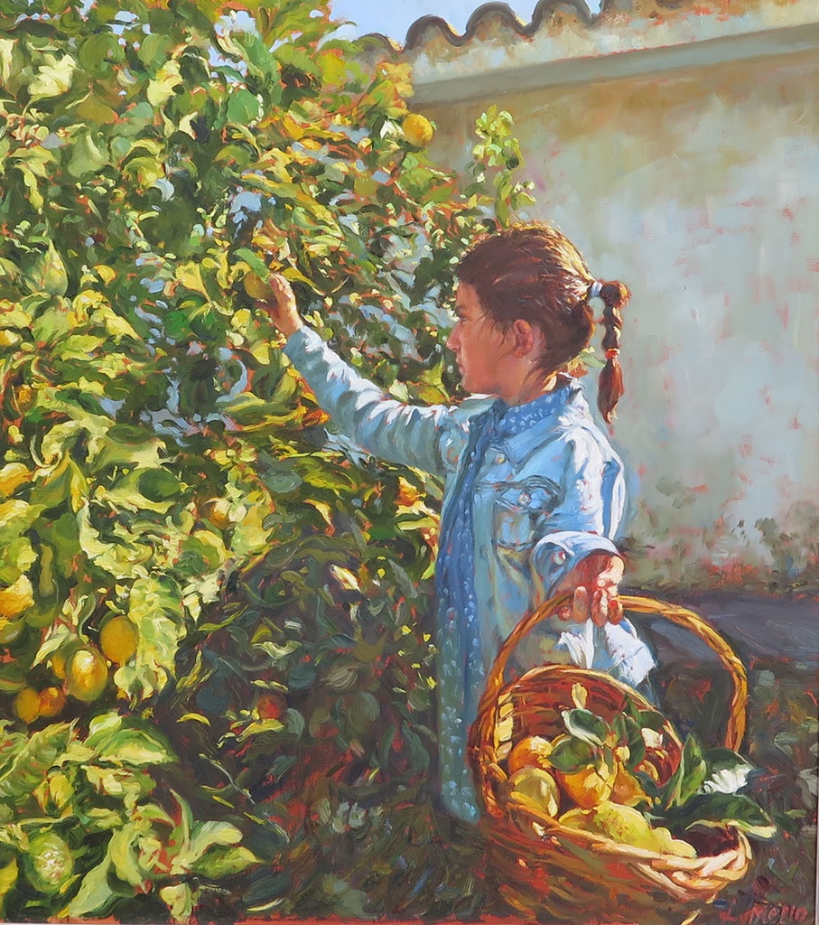 Girl picking lemons Mello, Luis